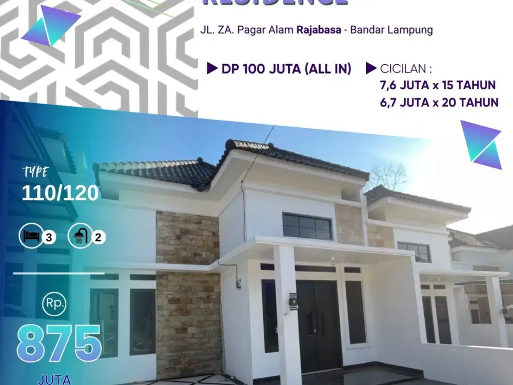SIAP HUNI Rumah PUSAT KOTA Dekat CIPLAZZ Mall Rajabasa Bandar Lampung