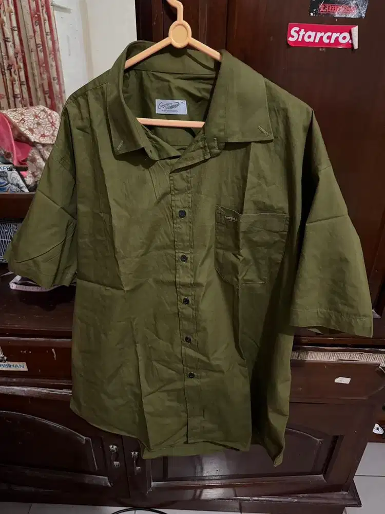 Kemeja Crocodile Dark Green Size XL Original