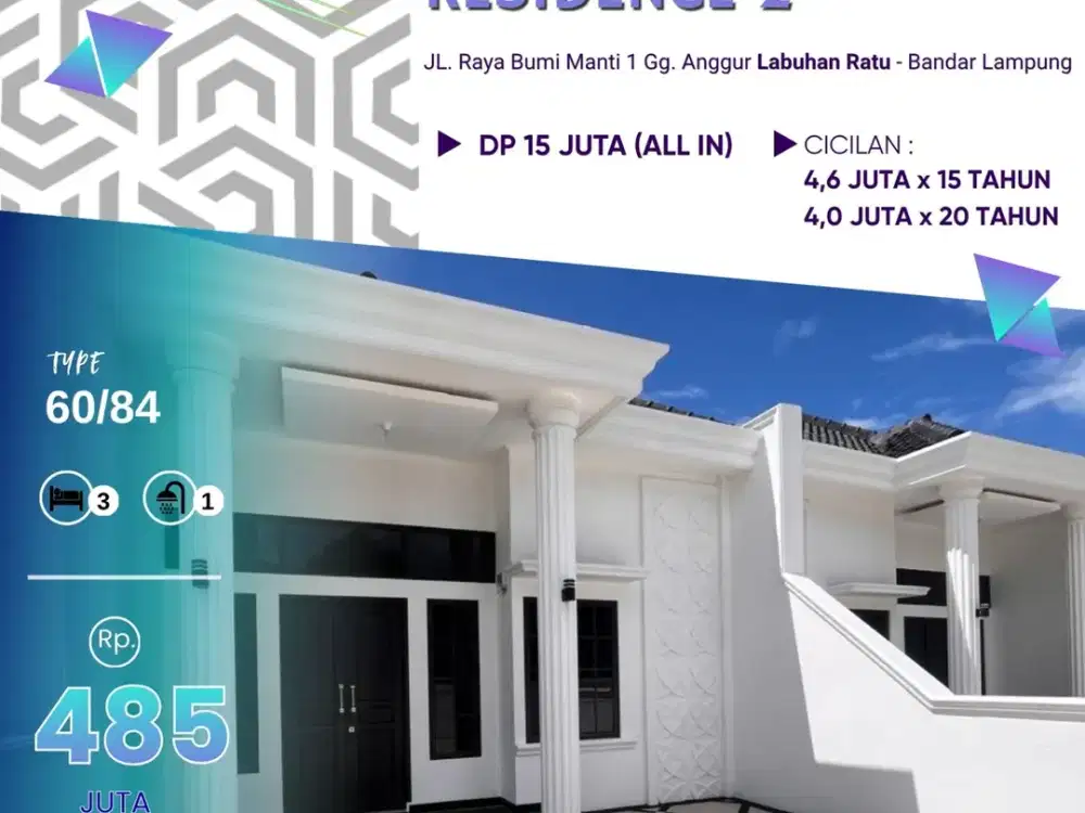 DP MURAH PERUMAHAN  ALIF RESIDENCE LABUHAN RATU BELAKANG UNILA BANDAR LAMPUNG