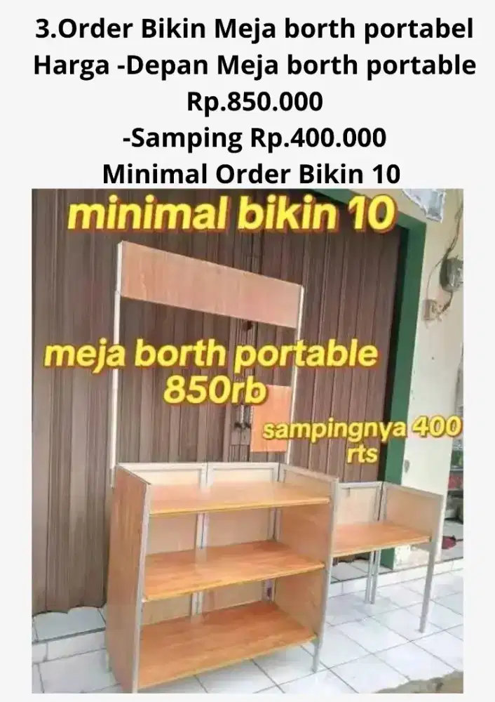 Meja borth portable minimal bikin 10pcs