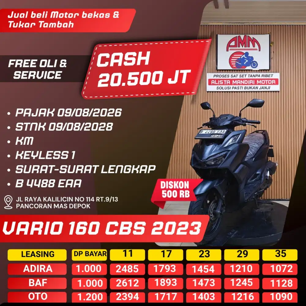 VARIO 160 CBS 2023 DP 1 JUTA PAJAK HIDUP CASH / KREDIT ALISTA