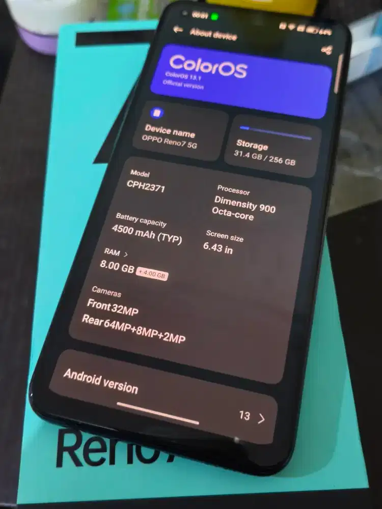 Oppo Reno 7 5g 8/256 fullset