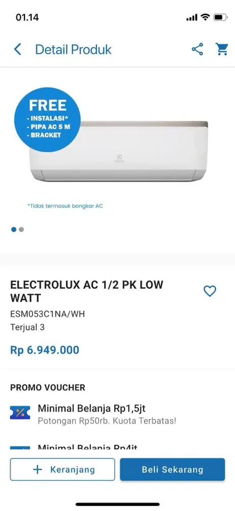 ELECTROLUX AC 1/2 PK LOW WATT