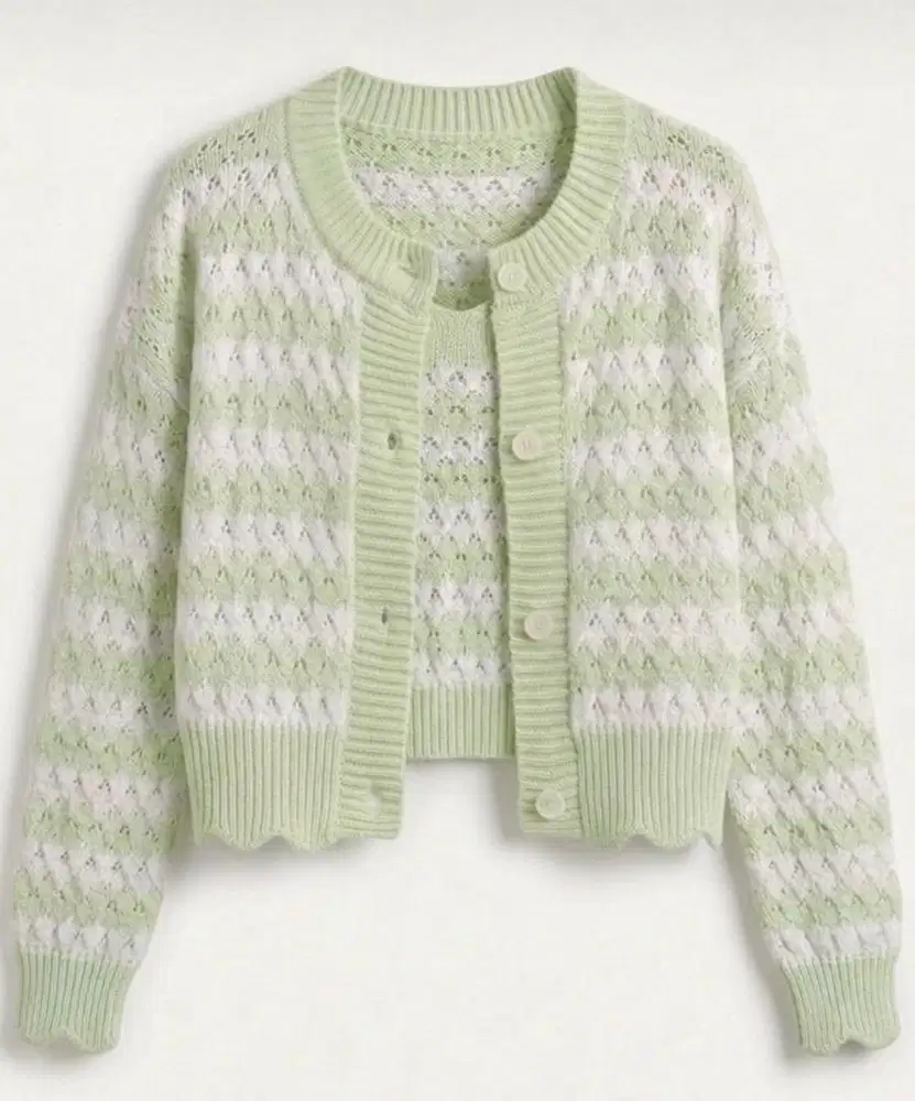 [SET 2-IN-1] Cardigan Knit & Tanktop Rajut Sage Green