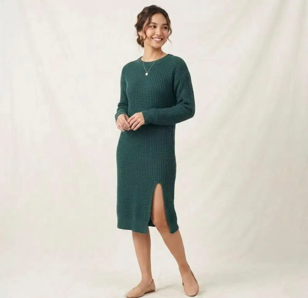 Knitted dress hijau