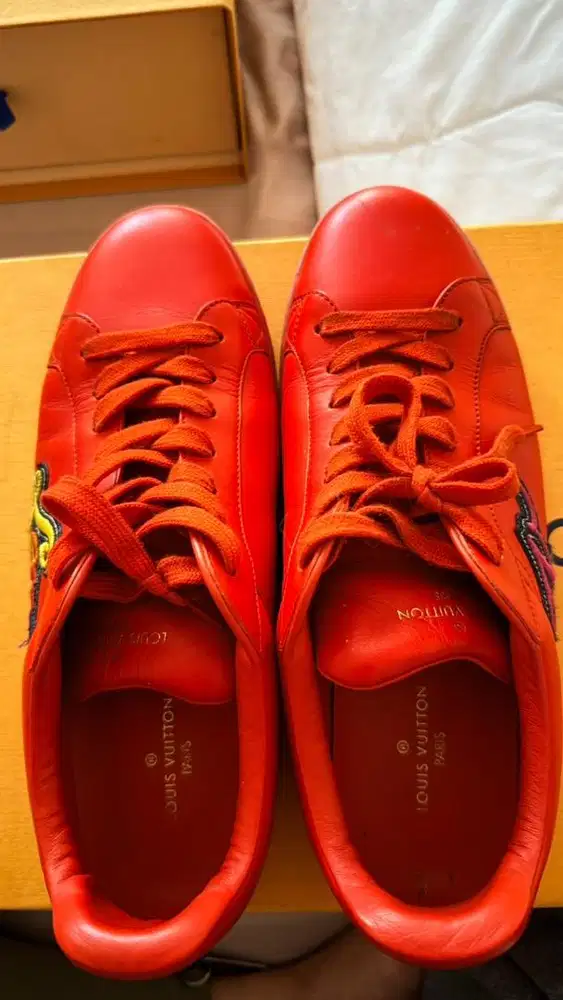 Louis Vuitton Red Leather Sneakers – Authentic