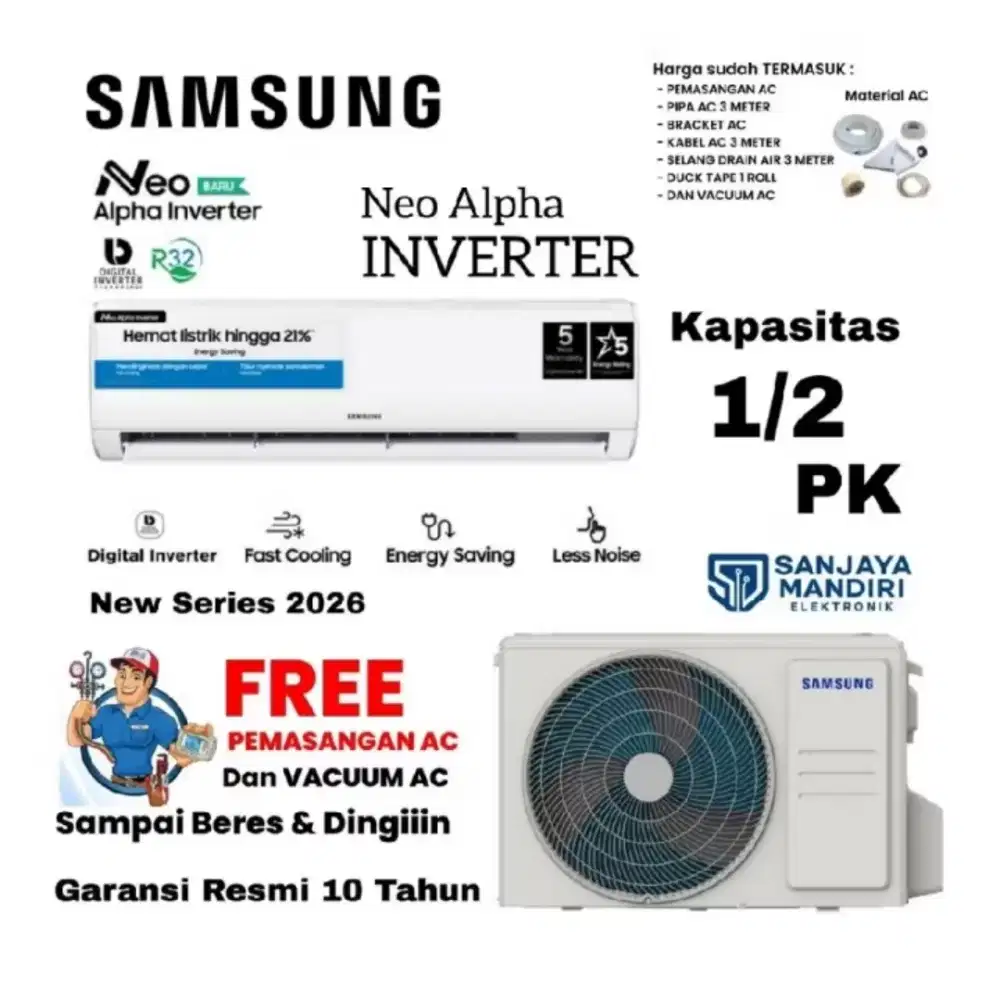 SAMSUNG AC Neo Alpha INVERTER 1/2  PK AR40F Fast Cooling New 2026