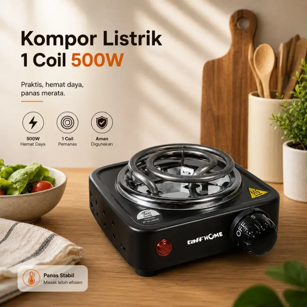 Kompor Listrik 1 Tungku Mini Portable Coil Hot Plate 500W