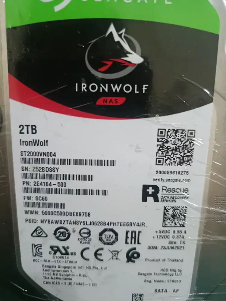 Hardisk Seagate IronWolf mfi 2TB cocok untuk NAS