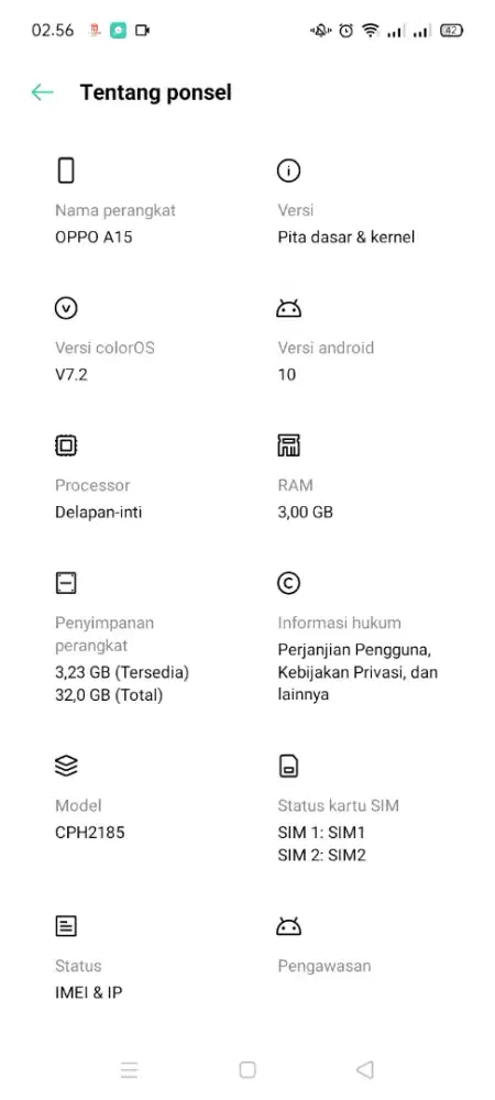OPPO A15 RAM 3/32