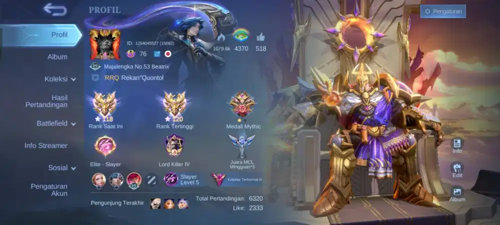 Jual akun Mobile legend