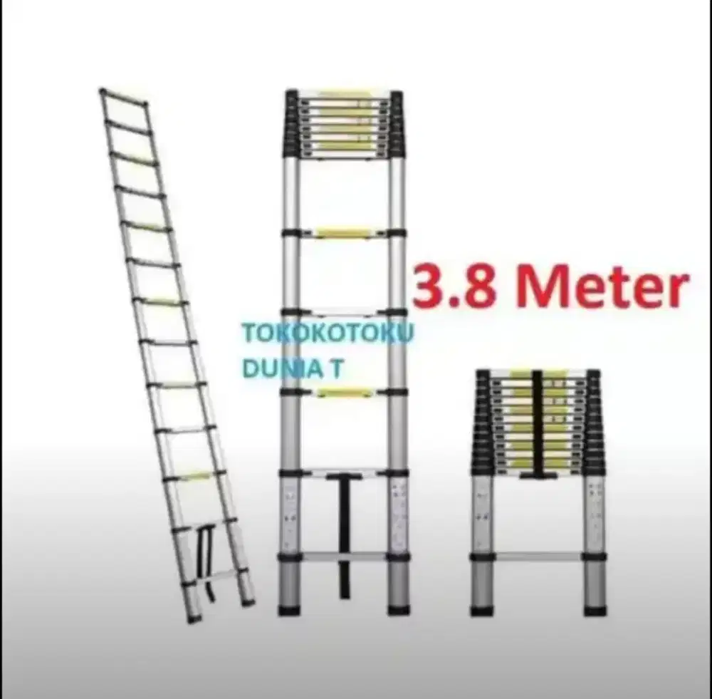3,8 meter tangga teleskopik singel alumunium