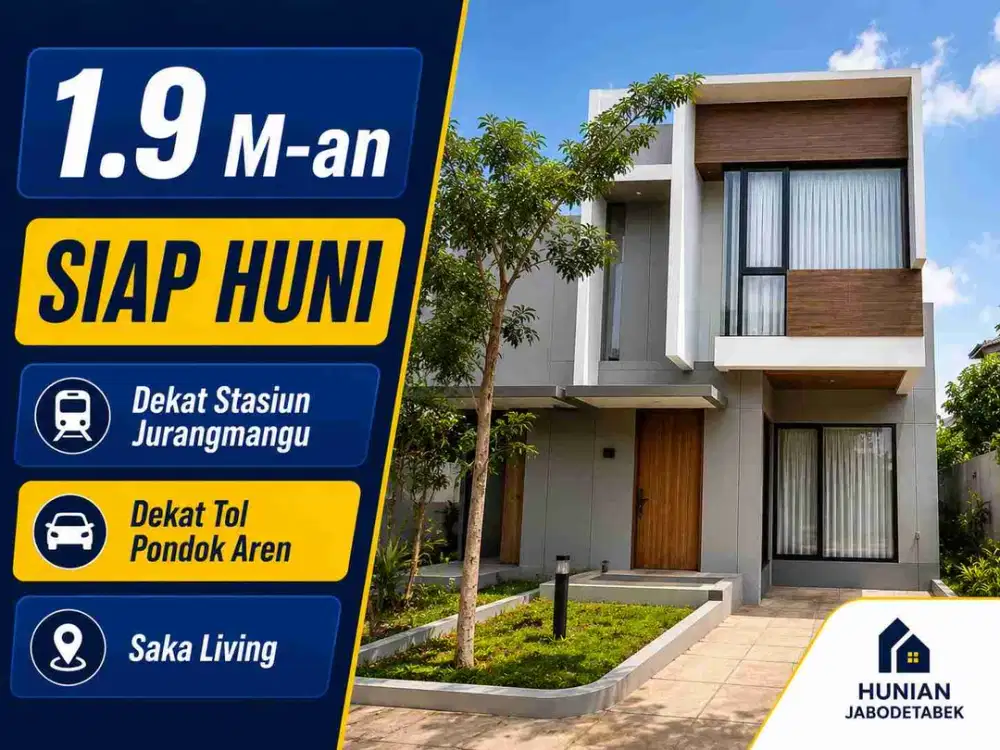 Rumah 2 Lantai Siap Huni Dekat Tol Pondok Aren & Stasiun Jurangmangu