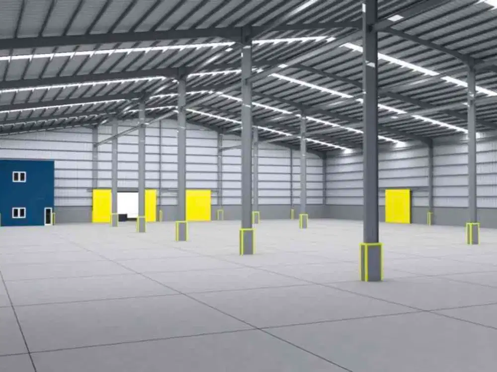 Di sewa PABRIK / GUDANG baru luas 8000 m2 bangunan 4000 m2 ceiling 15 meter ada 2 loading dock leveller  lokasi strategis dekat pintu toll di dalam kawasan industri delta silicon 3 Cikarang
