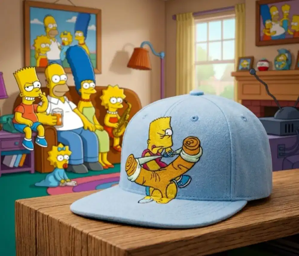 Topi Vintage Rare Flat Brim Bart Simpson Official Original Second