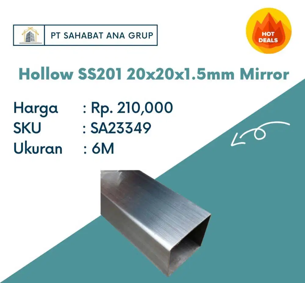 Hollow SS201 20x20x1.5mm Mirror