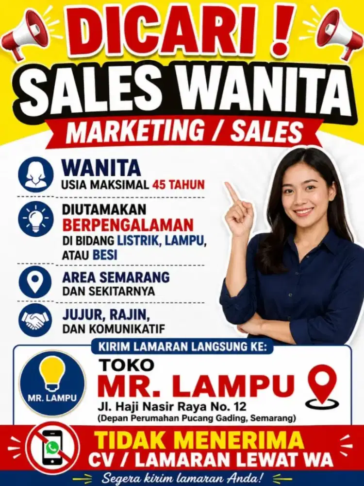 Dibutuhkan Sales Marketing Alat Listrik dan Elektronik