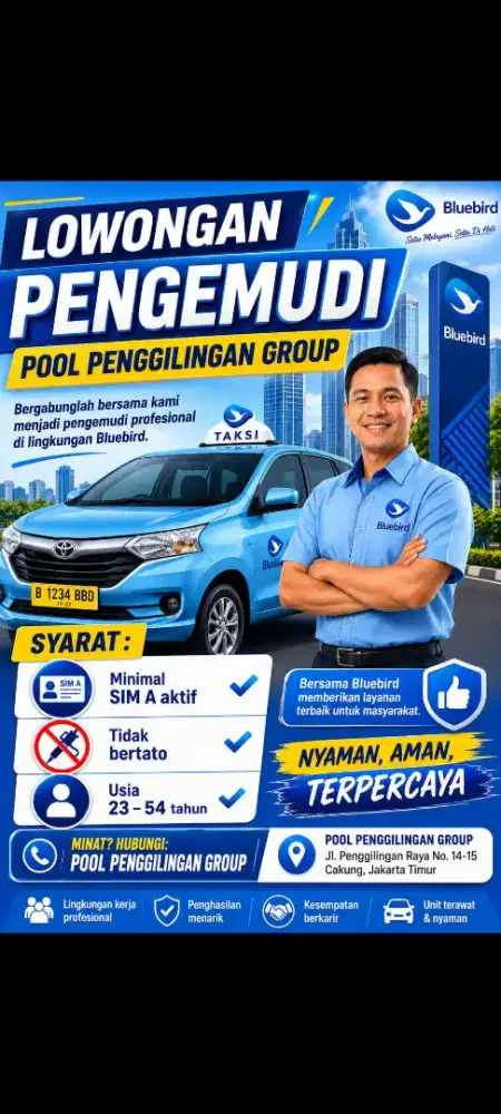 di butuhkan 50 pengemudi