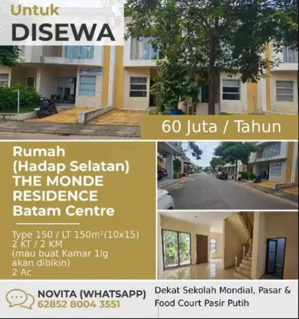 1 Unit Rumah 2 lantai Siap Huni (Hadap Selatan) THE MONDE RESIDENCE