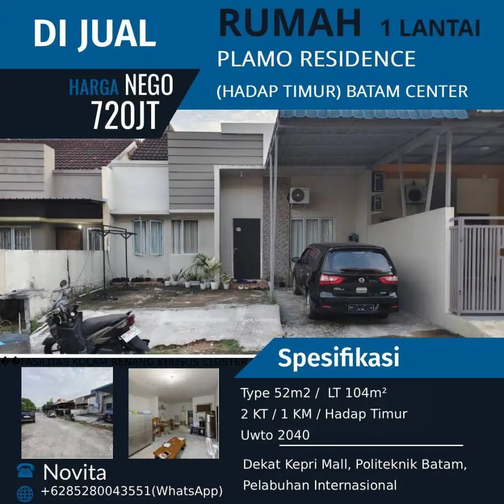 Rumah 1Lantai Di PLAMO RESIDENCE, Batam Center