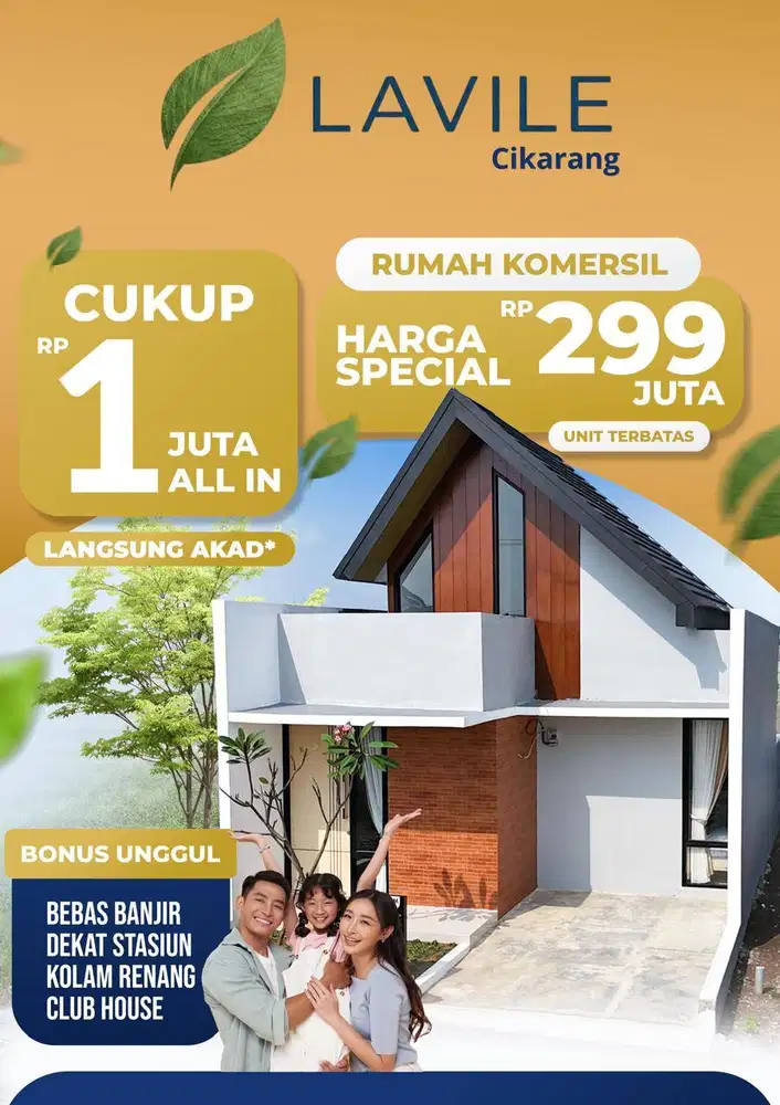 Dicari  Inhouse Marketing Perumahan Lavile Cikarang - Komisi Besar