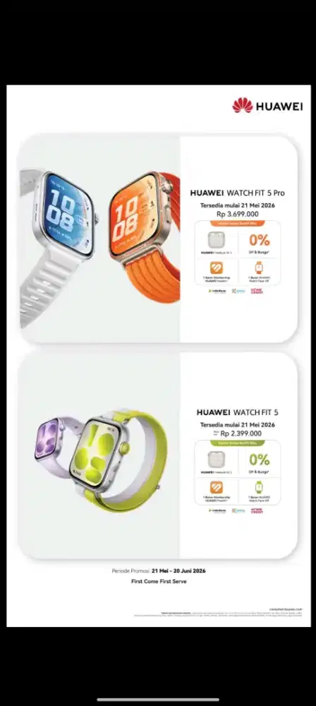 Promo cicilan Huawei watch fit 5 pro by kredivo