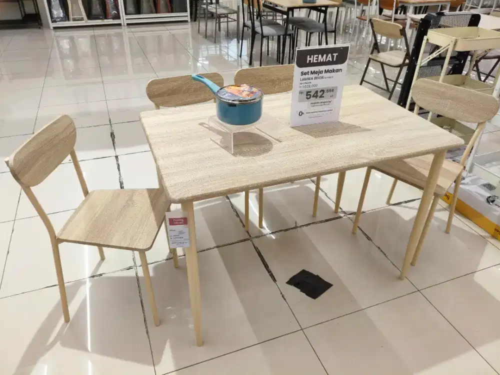 Selma Lamira Set Meja Makan 4 Kursi Krem | Dining Set Minimalis Modern