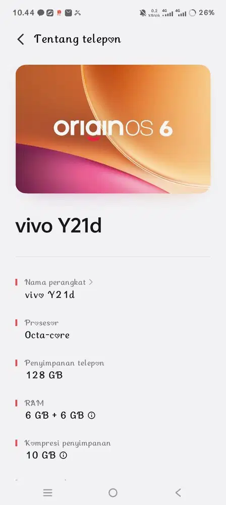 Vivo Y21D pemakaian satu bulan