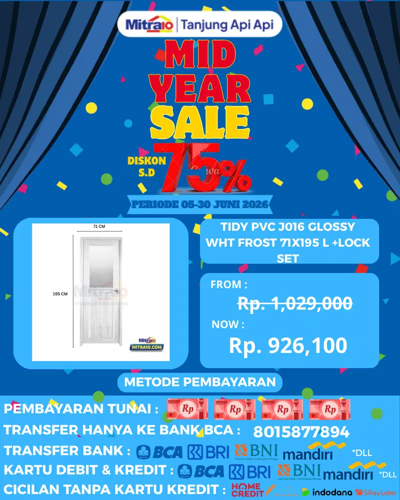TIDY PVC J016 GLOSSY WHT FROST 71X195 L +LOCK SET