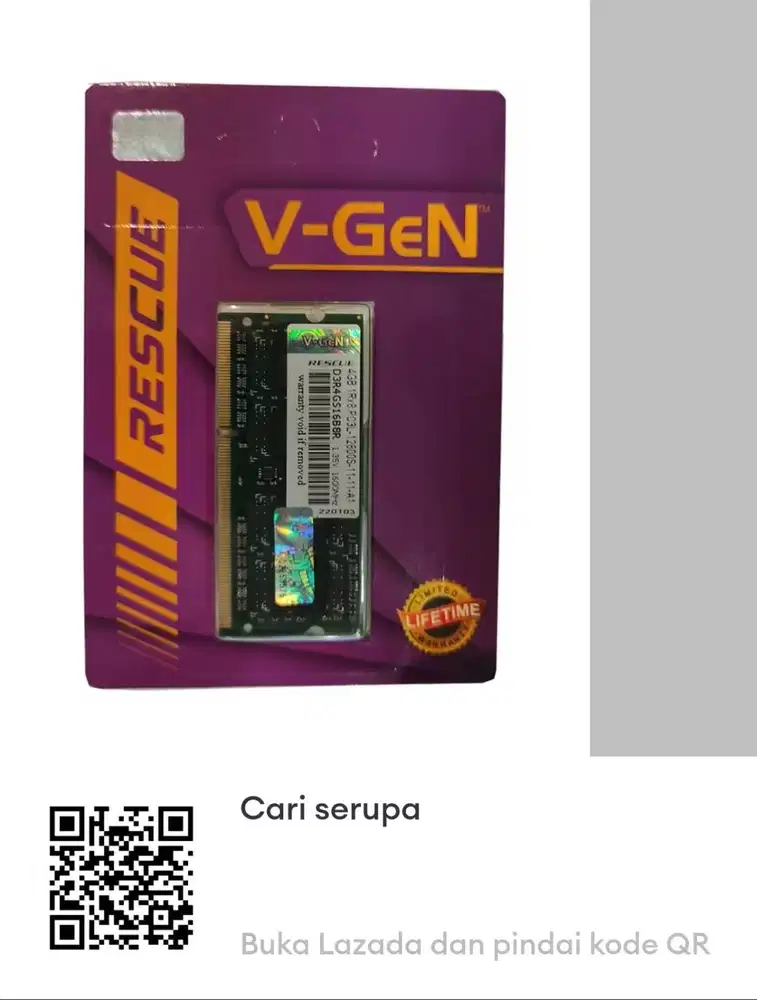 RAM DDR3L SODimm V-GeN RESCUE 4GB PC12800/1600Mhz (Memory Laptop Beka)