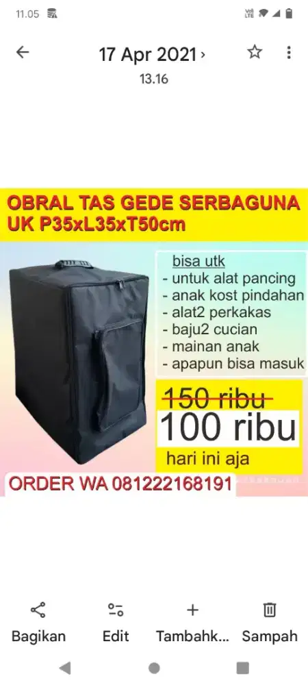 tas serba guna uk besar