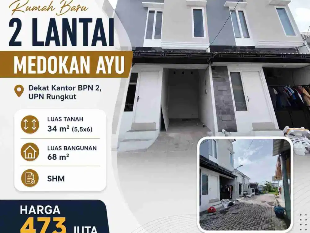 MEDOKAN AYU 2 Lantai ‼️Jual Rumah Baru Minimalis dekat UPN Rungkut