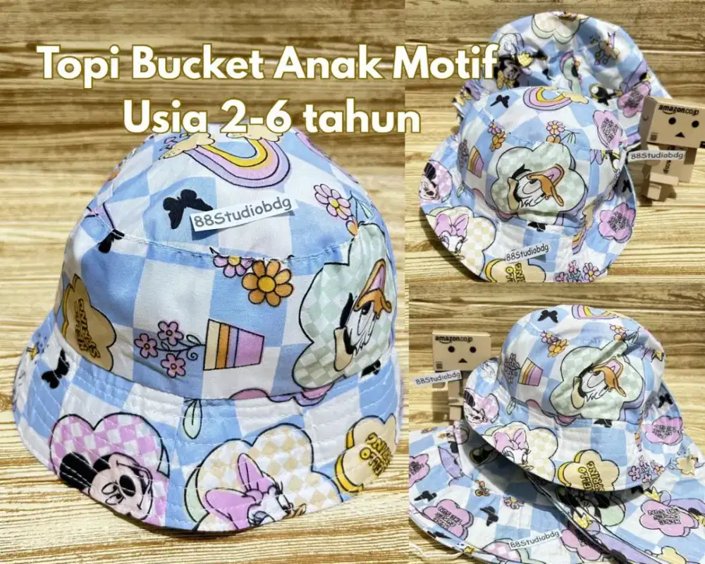 Topi Bucket Anak usia 2-6 thn , topi anak motif karakter/kartun lucu