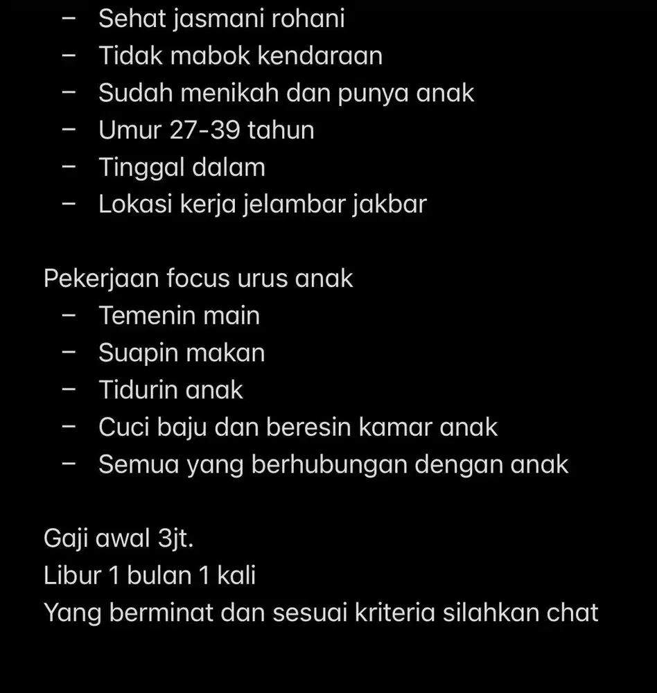 Momong anak / baby sitter