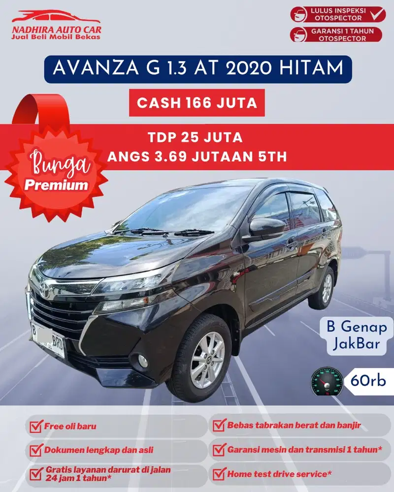 Promo Bunga Premium Avanza G 1.3 AT 2020 Hitam