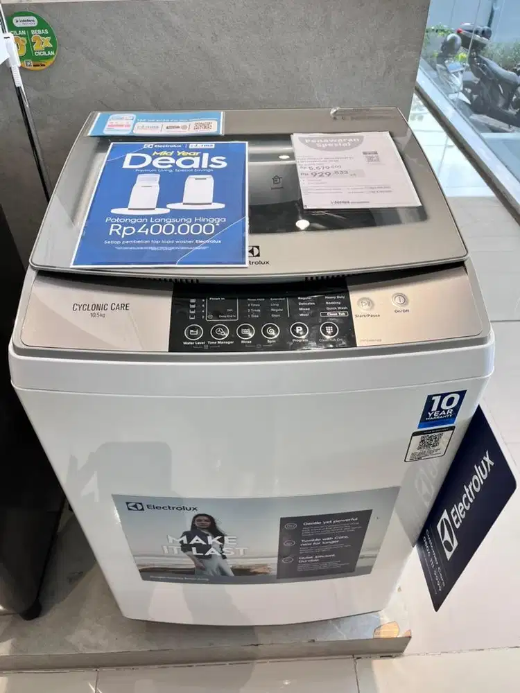 cicilan mesin cuci electrolux top loding 10.5kg