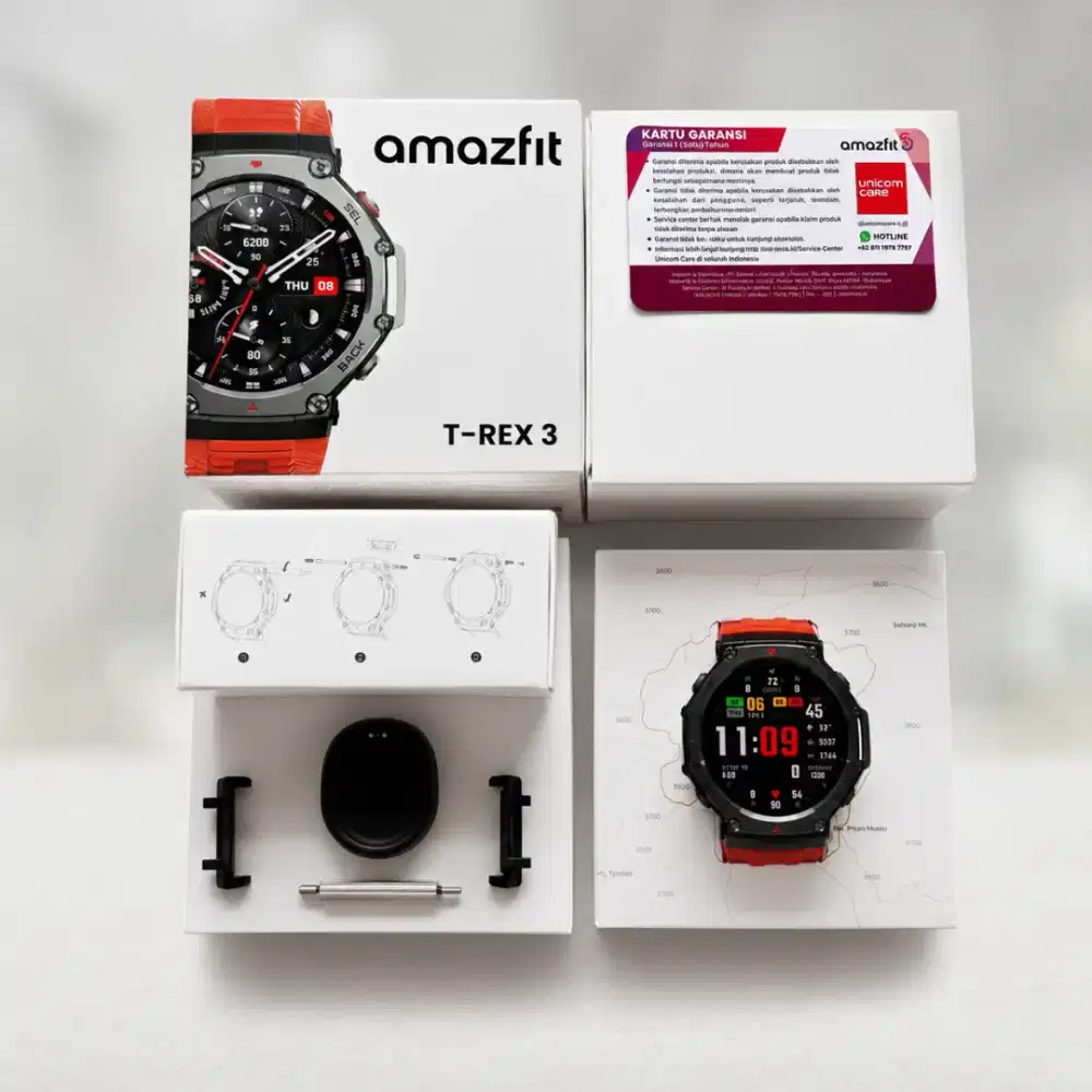 Amazfit T-Rex Trex 3 Lava fullset mulus Ex garansi resmi