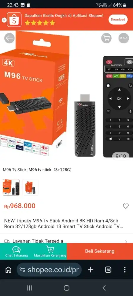 M96 TV Stick Android 14 Ram 4/128