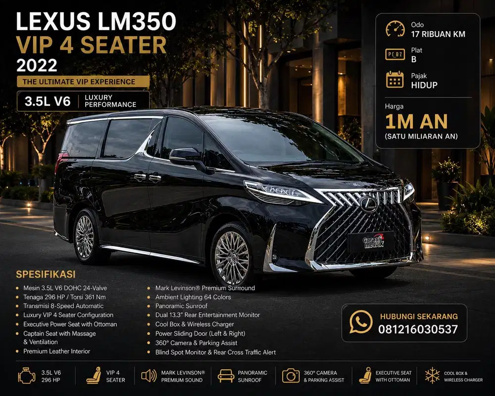 Lexus LM350 LM 350 VIP 4 Seater 2022 Antik Low KM Murah Garansi
