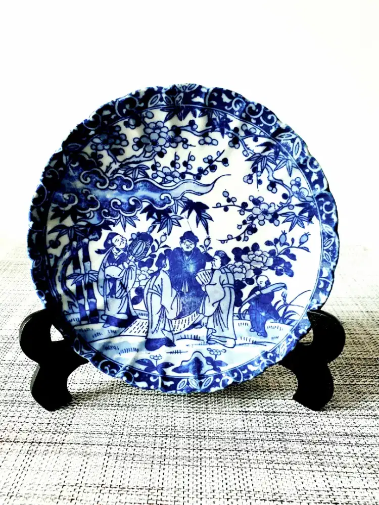 Piring Hias Chinese Garden Scene Porcelain Plate Vintage