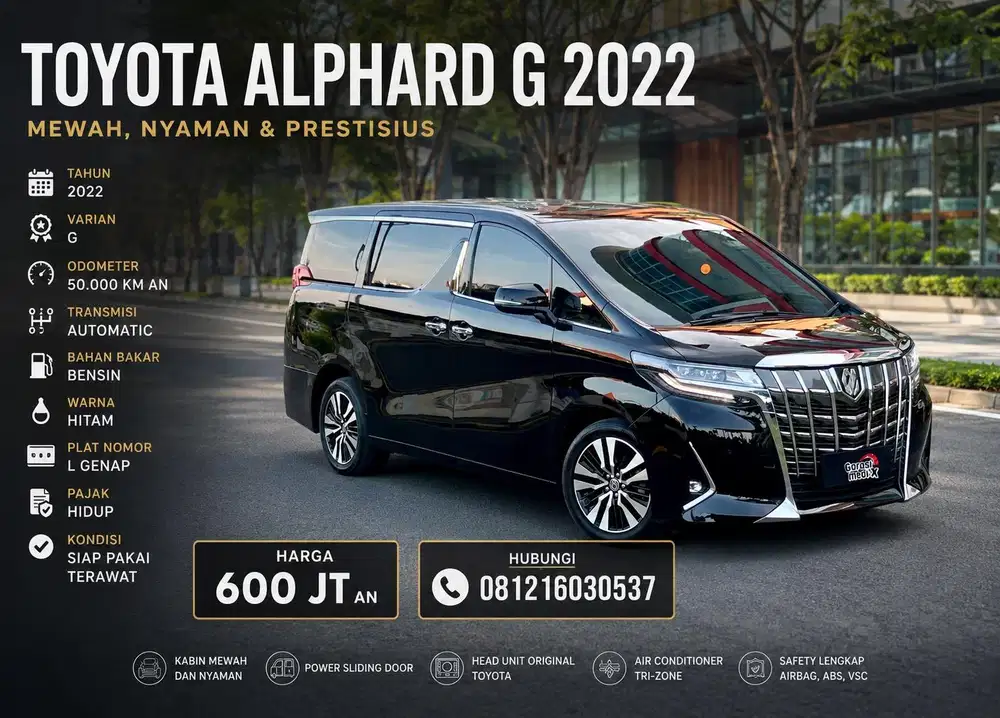 Toyota Alphard G TSS 2022 Antik Murah Hitam Genap Garansi