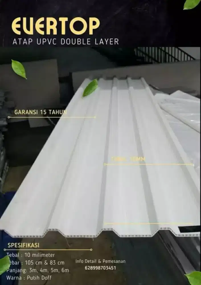 PANJANG 6 METER | ATAP UPVC PREMIUM BERONGGA ANTI PANAS TEBAL 10mm