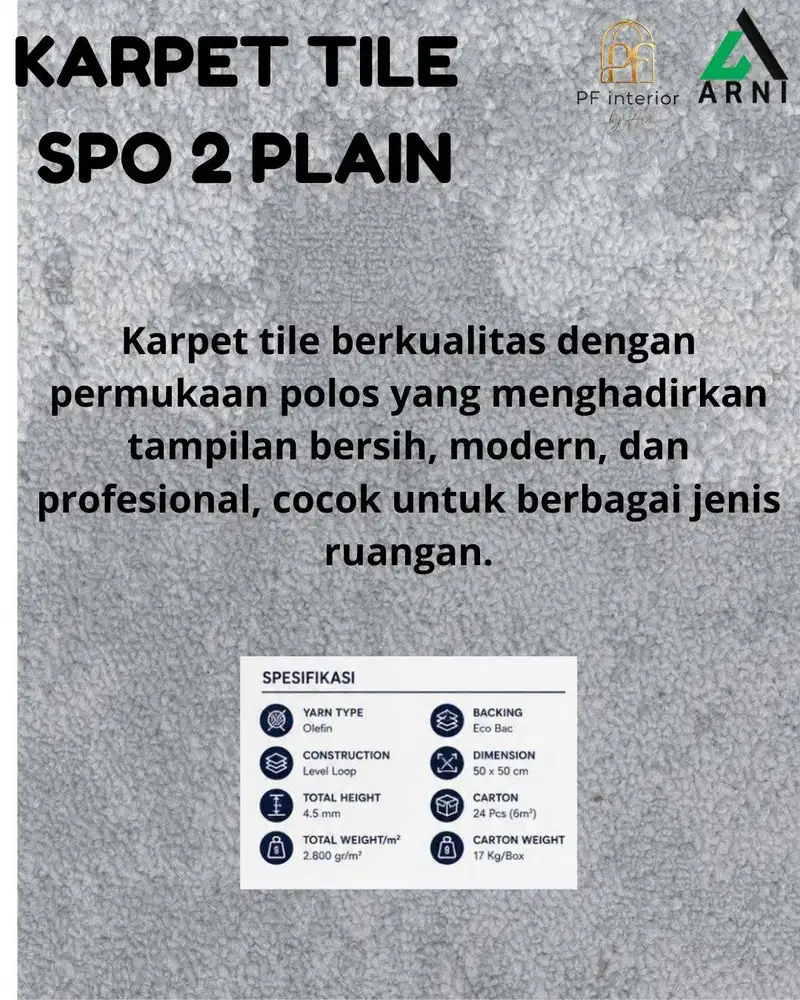 Karpet Tile SPO2 Plain Polos Olefin I Modern