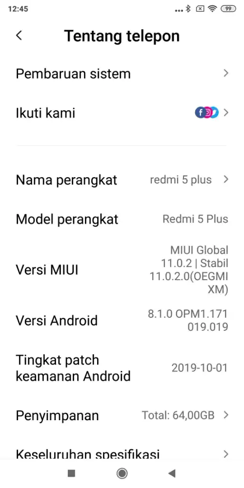 Xiaomi redmi 5 plus ram 4/64 hp only