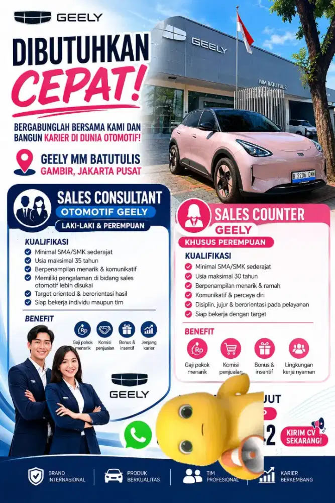 Dicari Sales Consultant dan Sales Counter