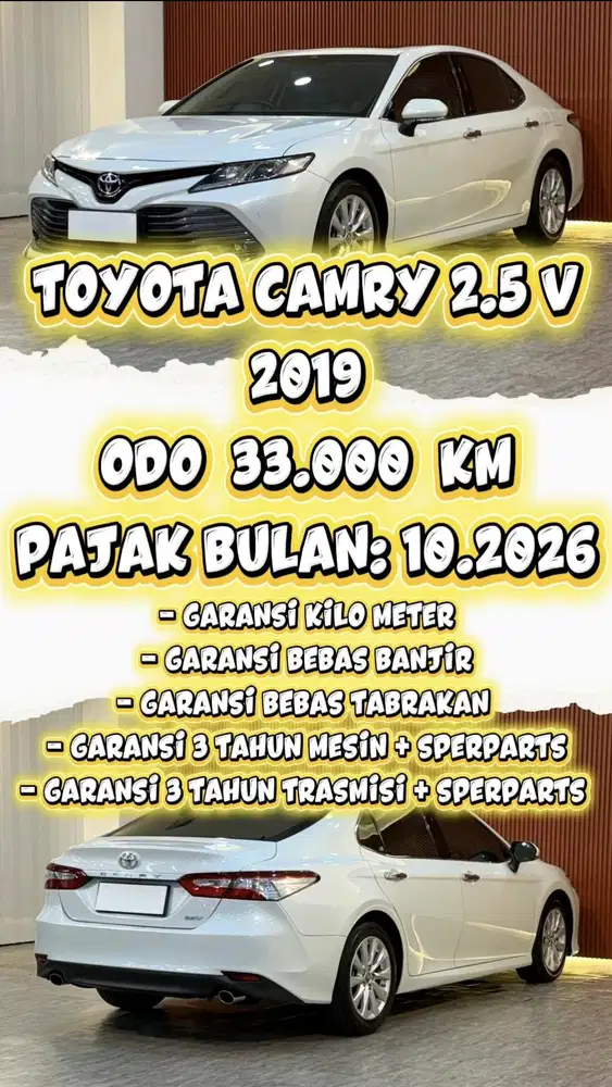 [ ODO 33.000 KM ] TOYOTA CAMRY V 2.5 AT 2019 SIAP LANGSUNG PAKAI