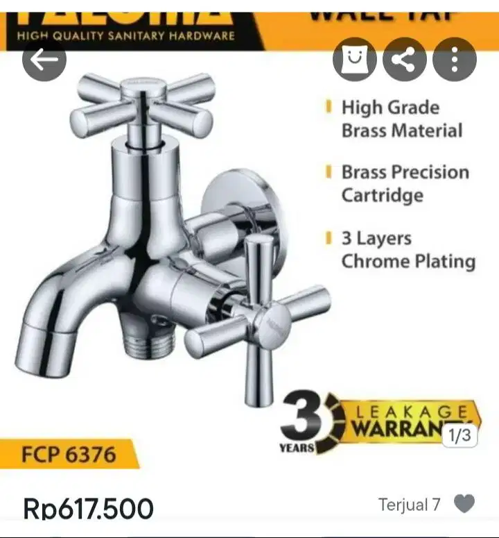 Kran air Keran air Paloma 3 cabang Onda kuningan kamar mandi pompa air