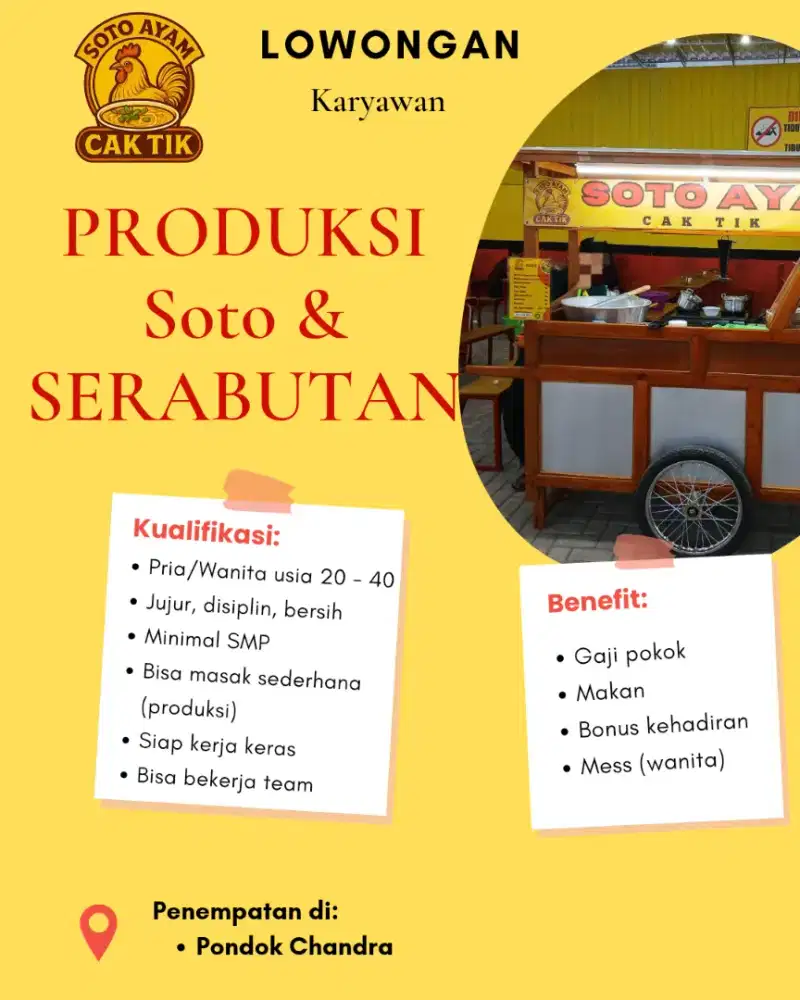 Loker: Produksi & Serabutan (tersedia mess wanita)
