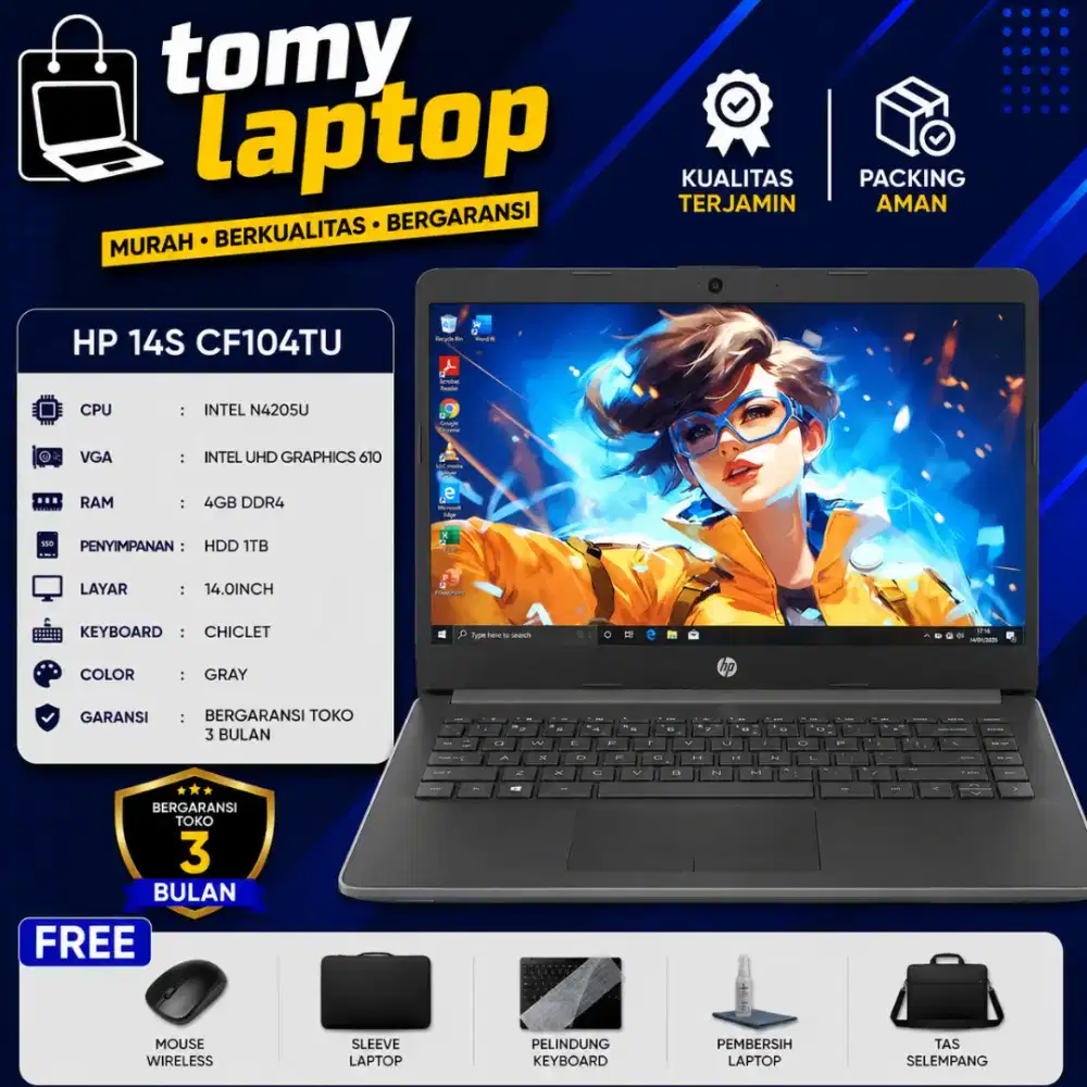 HP 14S CF1047TY INTEL N4205U INTEL UHD GRAPHICS 610 RAM 4GB HDD 1TB