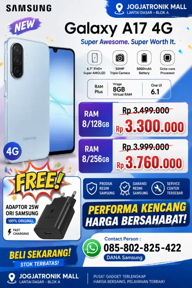TERMURAH! SAMSUNG A17 4G 8/256 GARANSI SEIN BISA COD